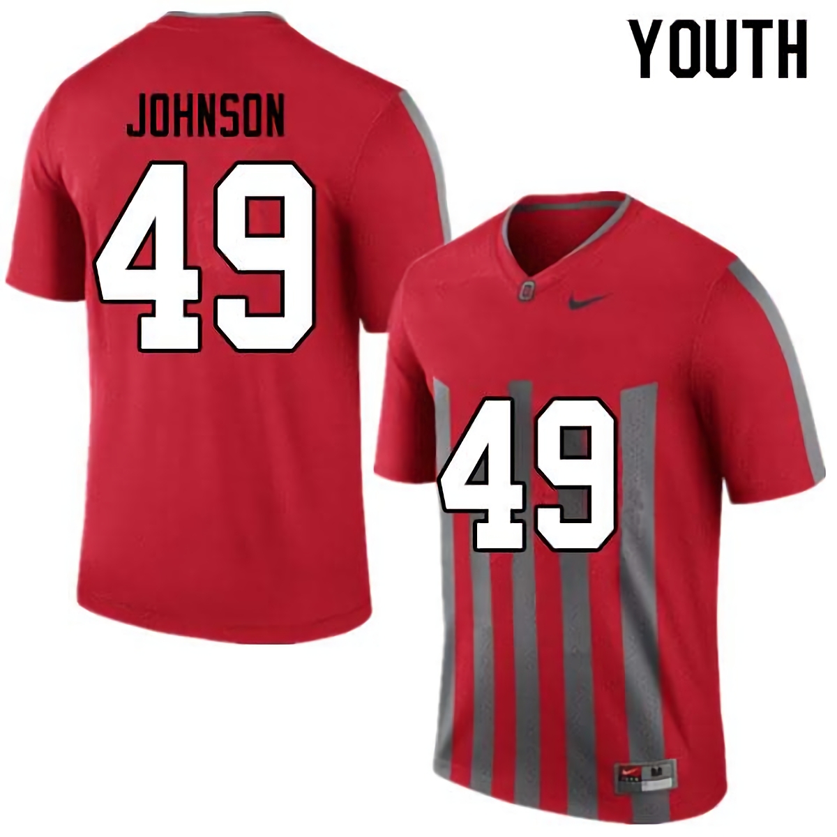 Xavier Johnson Ohio State Buckeyes Youth NCAA #49 Nike Throwback Red College Stitched Football Jersey BVH2656AP